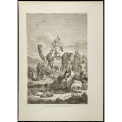 Gravure de 1860 - Iran - Caravane persane au repos - 1