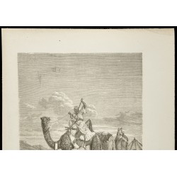 Gravure de 1860 - Iran - Caravane persane au repos - 2