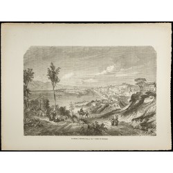 Gravure de 1860 - Port de Messine - Sicile - 1