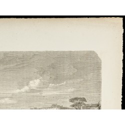 Gravure de 1860 - Port de Messine - Sicile - 3