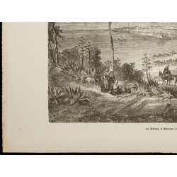 Gravure de 1860 - Port de Messine - Sicile - 4