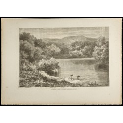 Gravure de 1860 - Le fleuve Jourdain - 1