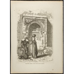 Gravure de 1860 - Fontaine arabe à Jérusalem - 1