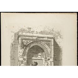 Gravure de 1860 - Fontaine arabe à Jérusalem - 2