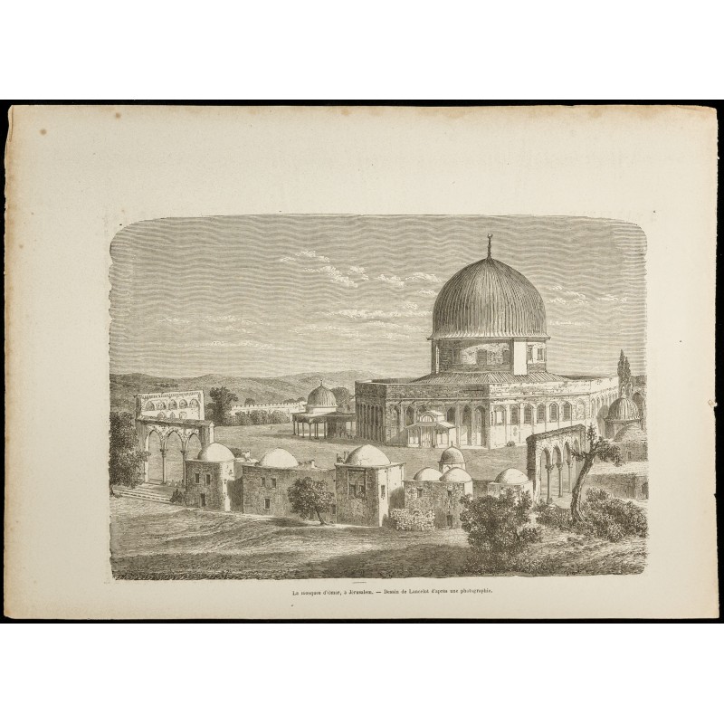 Gravure de 1860 - Le dôme du Rocher à Jérusalem - 1