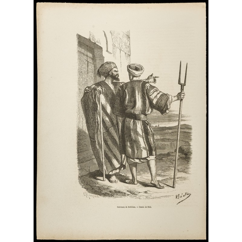 Gravure de 1860 - Habitants de Bethléem - 1