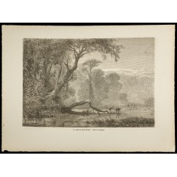 Gravure de 1860 - Les bords du Phase - Fleuve Rioni - 1