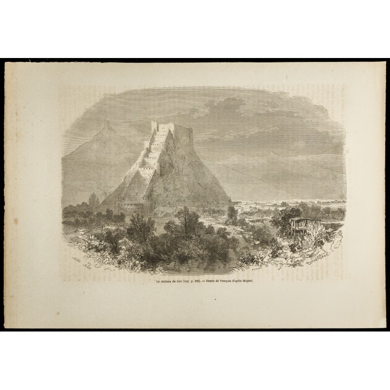 Gravure de 1860 - Château de Gori en Géorgie - 1