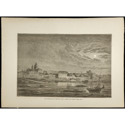 Gravure de 1860 - Vue de Buenos Aires en 1823 - Argentine - 1