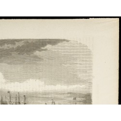 Gravure de 1860 - Paquebot et bateau remorqueur sur le Mississipi - 3