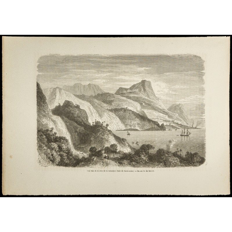 Gravure de 1860 - Jamaïque Baie de Santa-Anna - 1