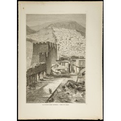Gravure de 1860 - Vue de Derbent (Daghestan, Russie méridionale) - 1