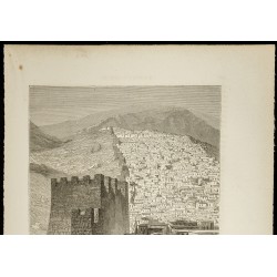 Gravure de 1860 - Vue de Derbent (Daghestan, Russie méridionale) - 2