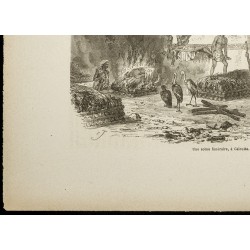Gravure de 1860 - Inde - Scène funéraire à Calcutta - 4