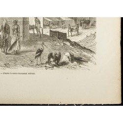 Gravure de 1860 - Inde - Scène funéraire à Calcutta - 5