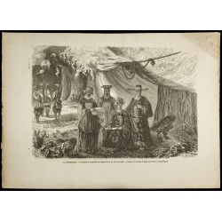 Gravure de 1860 - Cochinchine - Portraits et costumes de l'Empereur - 1