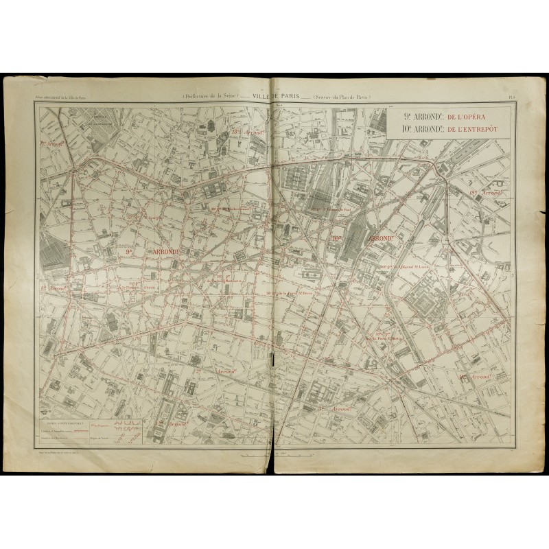 Gravure de 1919 - 9eme et 10eme arrondissement de Paris - 1