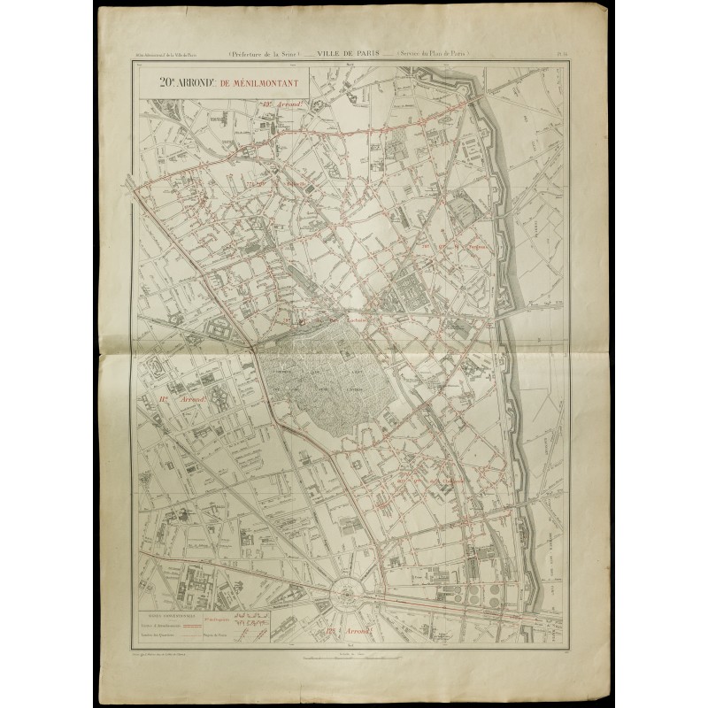 Gravure de 1919 - 20eme arrondissement de Paris - 1