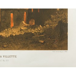 Gravure de 1873 - Docks de la Villette en flamme - 6