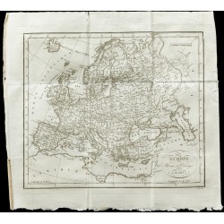 Gravure de 1820 - Carte ancienne de l'Europe - 1