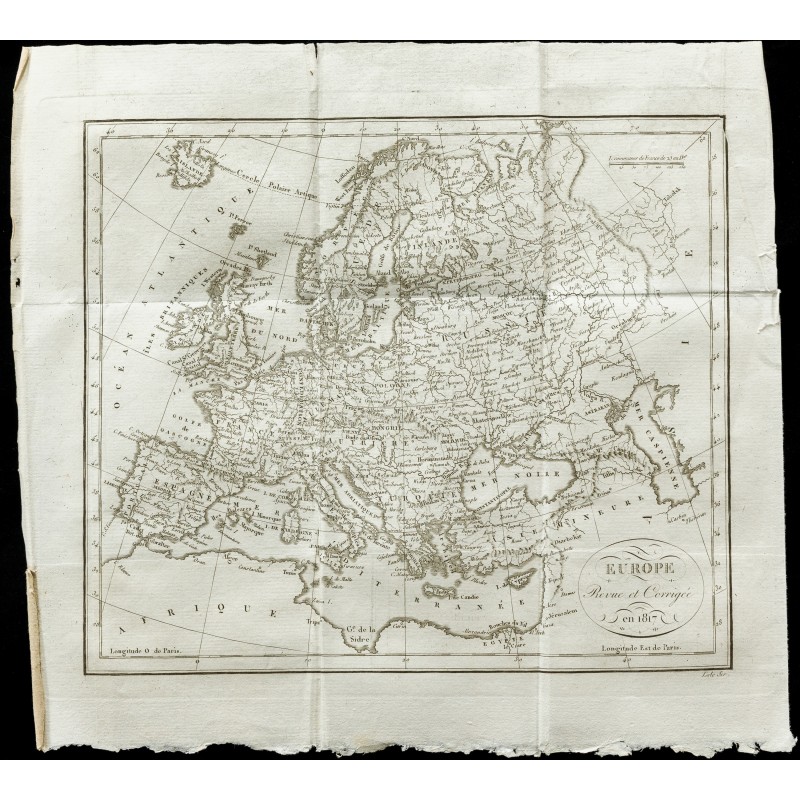 Gravure de 1820 - Carte ancienne de l'Europe - 1