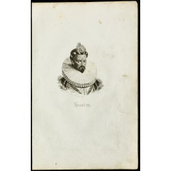 Gravure de 1850 - Portrait de Henri III - 1