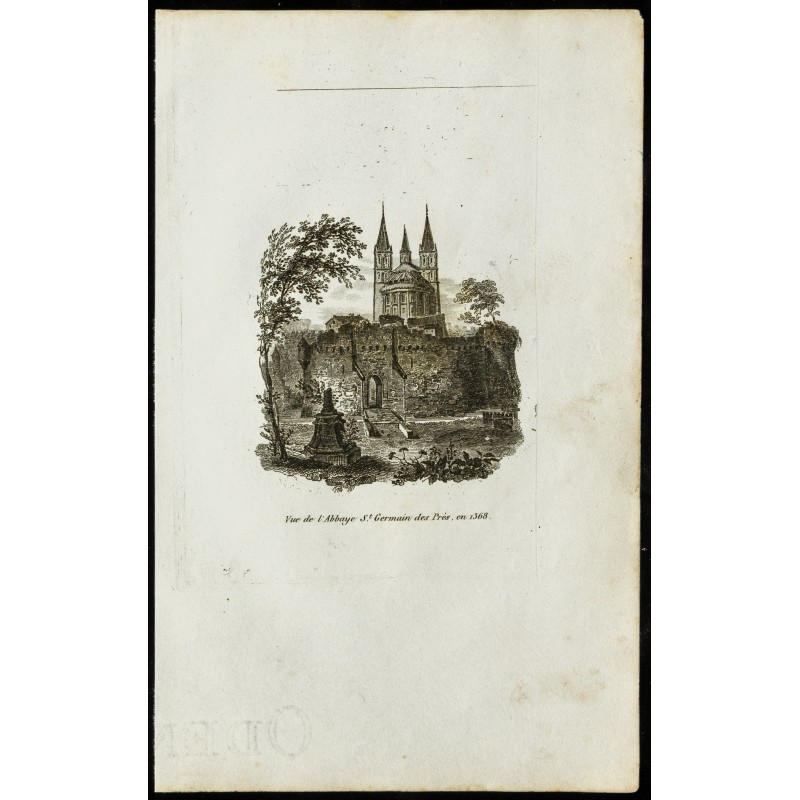 Gravure de Vue de l'Abbaye St Germain des prés en 1368 - 1