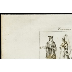 Gravure de 1850ca - Costumes du 15ème siècle - 2