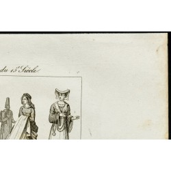 Gravure de 1850ca - Costumes du 15ème siècle - 3