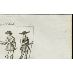 Gravure de 1850ca - Costumes du 15ème siècle - 3