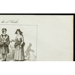 Gravure de 1850ca - Costumes du 15ème siècle - 3