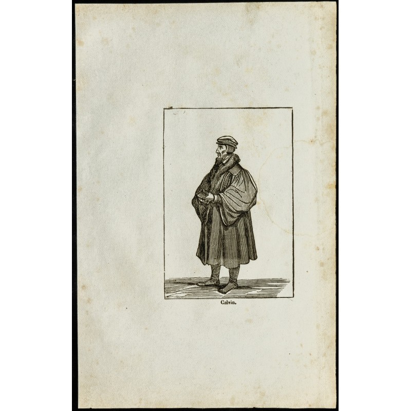 Gravure de 1850 - Portrait de Jean Calvin - 1