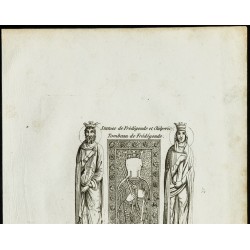 Gravure de Statues de Frédégonde et Chilperic - 2