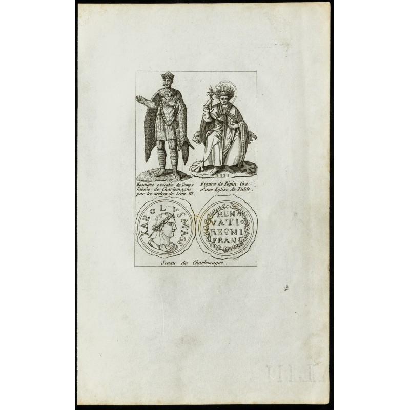 Gravure de Sceau de Charlemagne, mosaïque et Pépin le Bref - 1