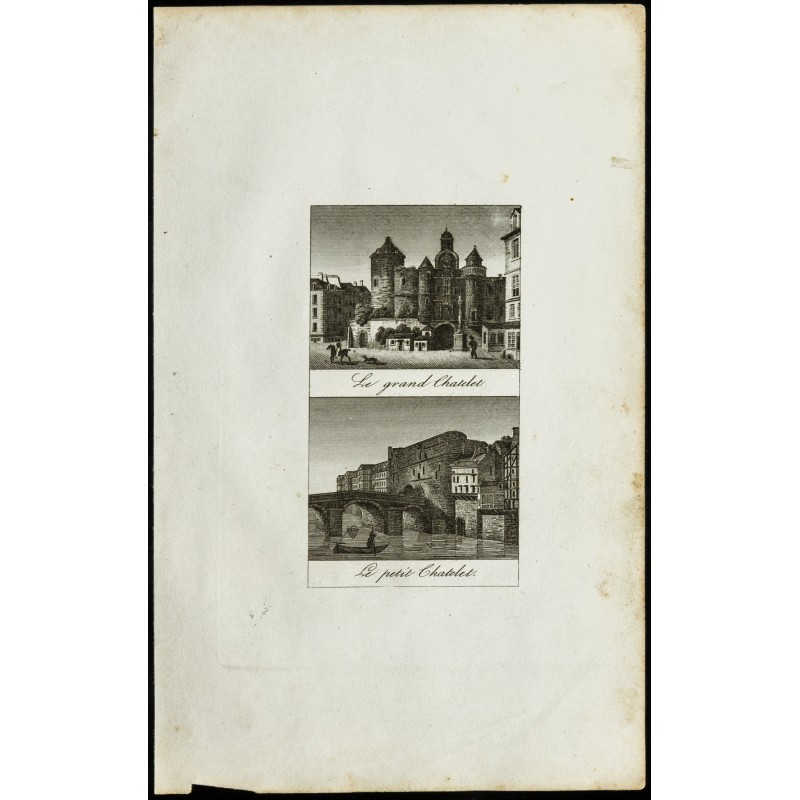 Gravure de Vue du grand et petit Châtelet à Paris - 1