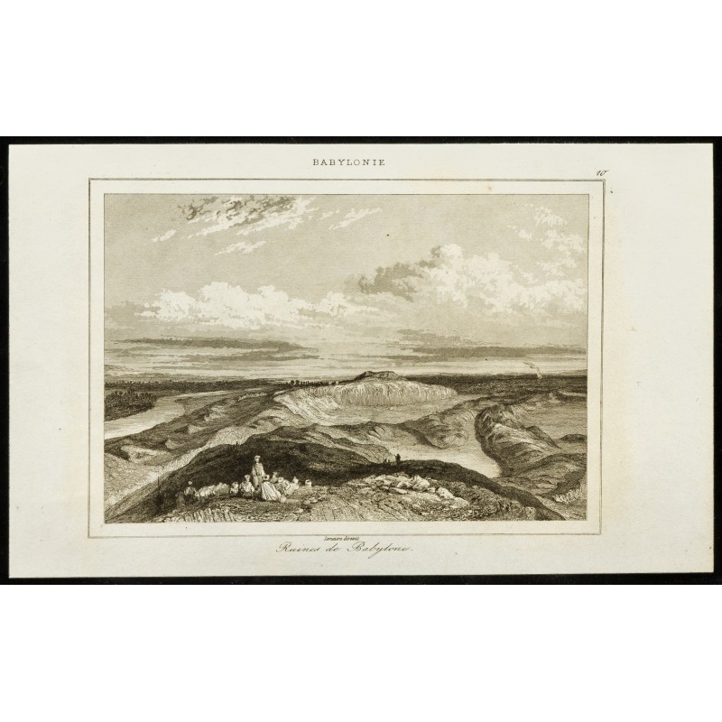 Gravure de 1852 - Vue des ruines de Babylone - 1