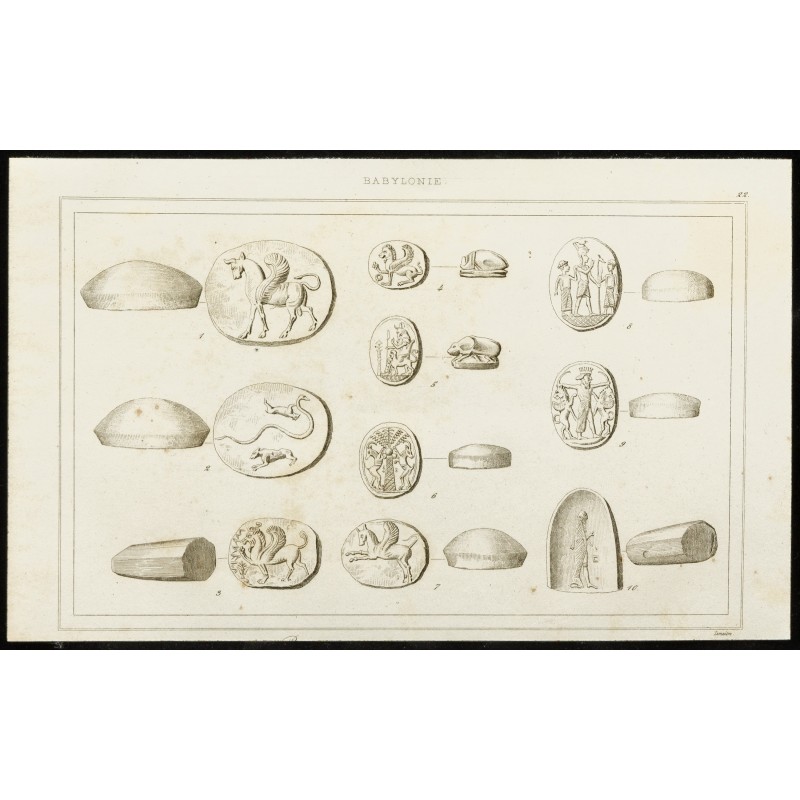 Gravure de 1852 - Monnaies babyloniennes - Numismatique - 1