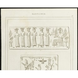 Gravure de 1852 - Cylindres babyloniens - Babylone - 2
