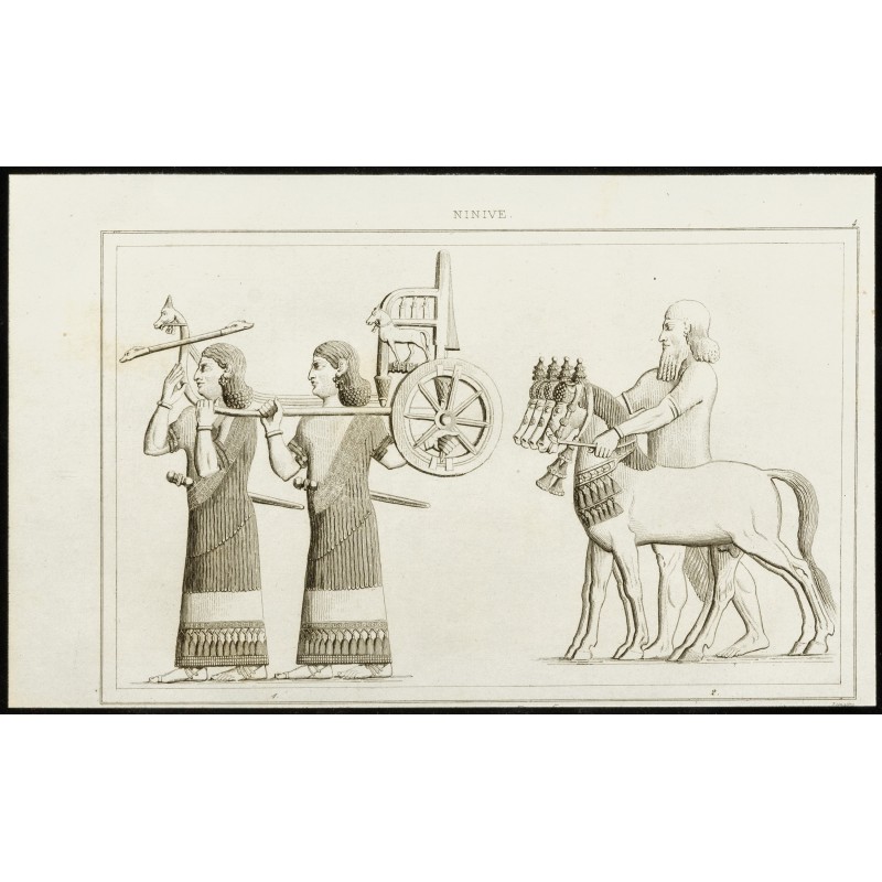 Gravure de 1852 - Bas relief babylonien - 1