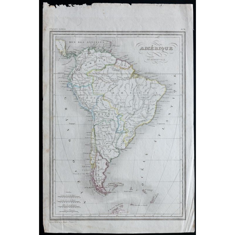 Gravure de 1840 - Carte de l'Amérique du Sud - 1