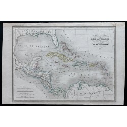 Gravure de 1840 - Carte des Antilles - 1
