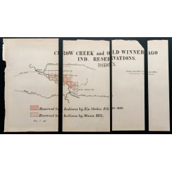 Gravure de 1885 - Carte de réserves indiennes dans le Dakota - 2