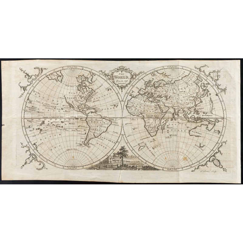Gravure de 1770 - Mappemonde - The World - 1