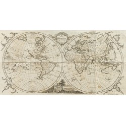 Gravure de 1770 - Mappemonde - The World - 2