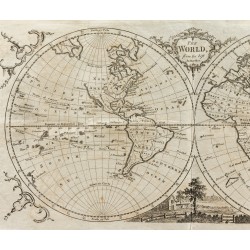 Gravure de 1770 - Mappemonde - The World - 5