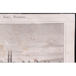 Gravure de 1840 - Vallée des  tombeaux au Caire - 3
