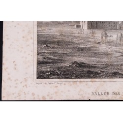 Gravure de 1840 - Vallée des  tombeaux au Caire - 4