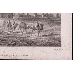 Gravure de 1840 - Vallée des  tombeaux au Caire - 5