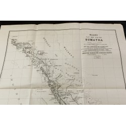 Gravure de 1891 - Sumatra - Grande carte de l'île - 2