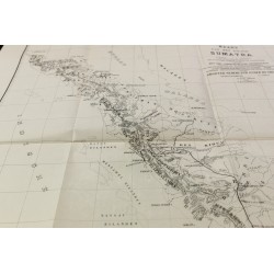 Gravure de 1891 - Sumatra - Grande carte de l'île - 6